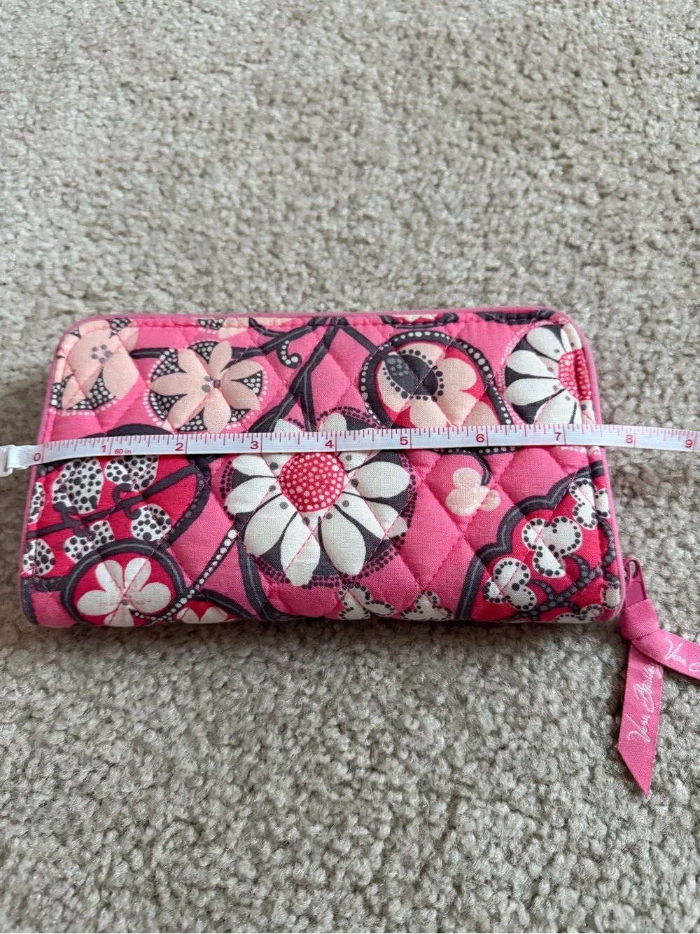 Vera Bradley Pink Quilted Floral Zip Wallet